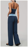SPARK Women's Contrast Color High Waist Wide Leg Pant ZC9639