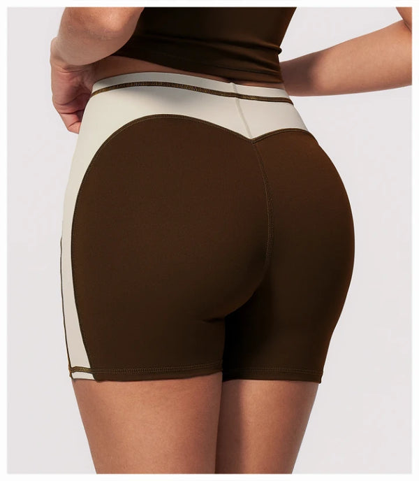 SPARK High Waist Color Block Peach Lift Butt Yoga Shorts ZC2567