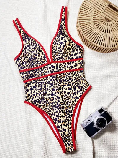 SPARK Leopard Print Deep V One Piece Swimsuit CHUSG270WX