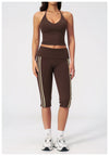 SPARK Women's Contrast Color Foldable Waist Capris Pants For Women ZC3588