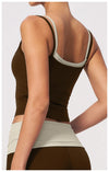 SPARK Women's Contrast Color Fake Two-Layer Yoga Tank Top ZC2570