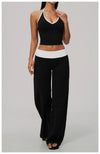 SPARK Color-block V-neck Halter Yoga Tank Top ZC9639