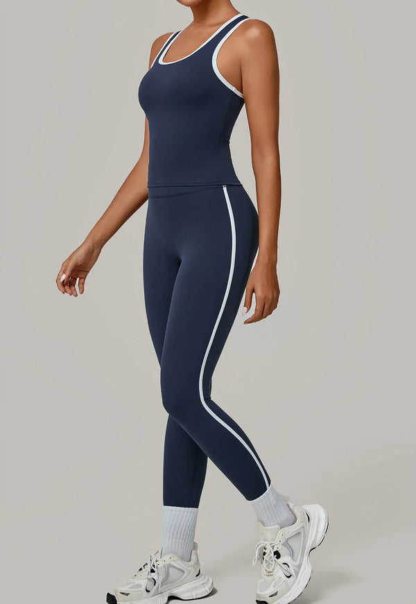 SPARK Color Block Naked-feel Fit Yoga Fitness Two-piece Set TF7709