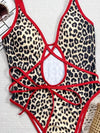 SPARK Leopard Print Cross One Piece Swimsuit CHUS136
