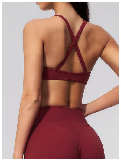 SPARK Women's Shockproof U-Neck Cross Back Yoga Sports Bra ZC5560
