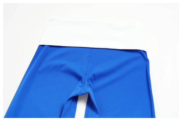 SPARK Women’s Color Block Fold-Over Waist Wide Leg Yoga Pants ZC9666
