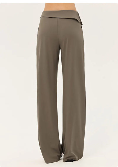 SPARK Women's Irregular Button Waist Wide Leg Pants DS126128
