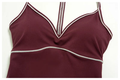 SPARK Women's Color-Block V-neck Halter Yoga Tank Top ZC9615