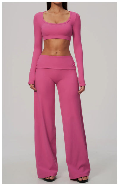 SPARK Women's U-Neck Long-Sleeve Crop Yoga Top ZC9599