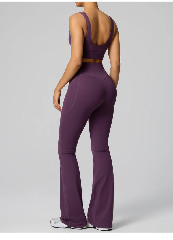 SPARK Women's High Waist Shaping Yoga Flare Pants with Pocket FYD248