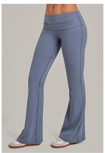 SPARK Women’s Fold-Over Waist Butt-Lifting Yoga Flare Pants TF2257