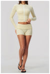 SPARK Women's New Slim-Fit Cropped Striped Fitness Jacket ZC4556