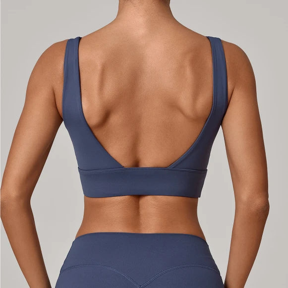 SPARK Women's Wide Hem High Support Open Back Yoga Bra QS25010