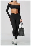 Spark Women's Off-the-shoulder Long Sleeve Yoga Crop Top ZC2588