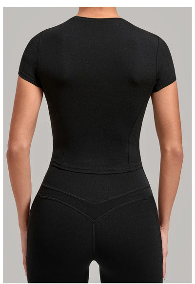 SPARK Women's Summer Fitted Short-Sleeve Yoga T-Shirt QS1369