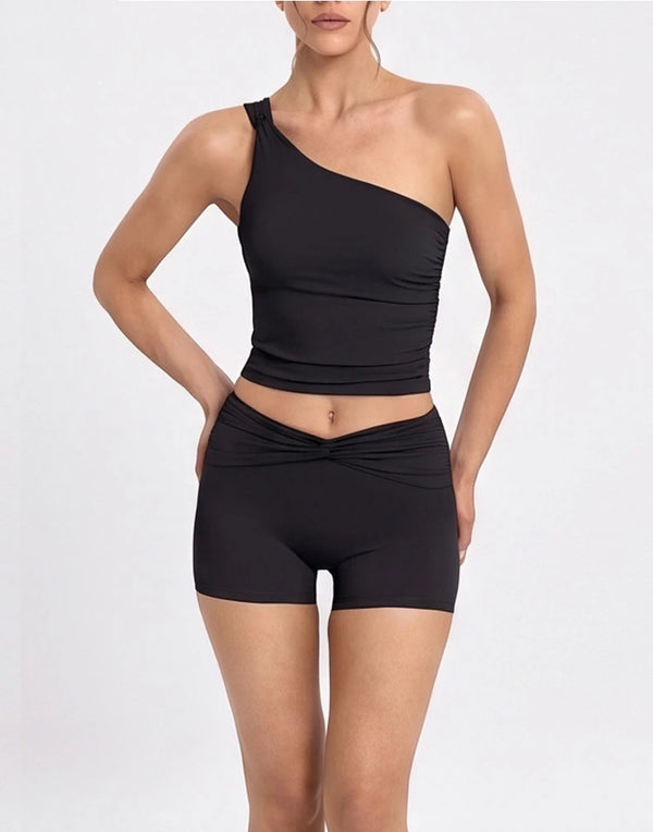 SPARK One-shoulder Twisted Yoga Tank Top for Women FNK26071