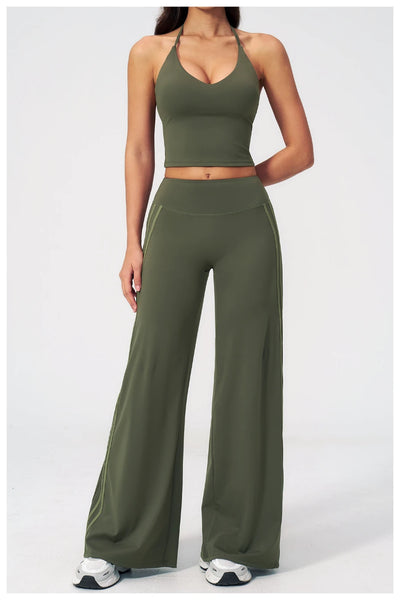 SPARK Women's Contrast Color Wide Leg Yoga Pants ZC3588