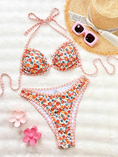 SPARK Double Strap Floral Swimsuit Sexy Bikini CHS230