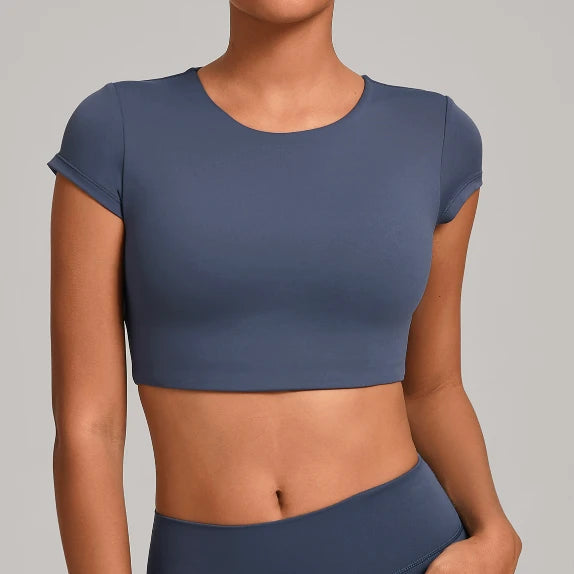 SPARK Women's Hollow Back Crop Yoga Short-Sleeve QS2590