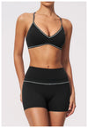 SPARK Women's Color-Block V-neck Halter Yoga Bra ZC9615