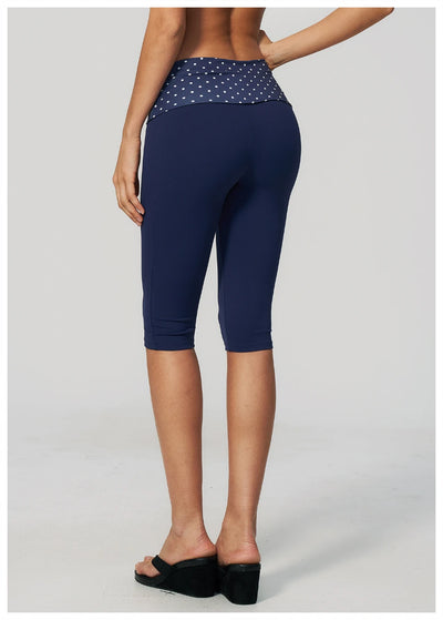 SPARK New Brushed Retro Polka Dot Fold-Over Yoga Capri ZC4549