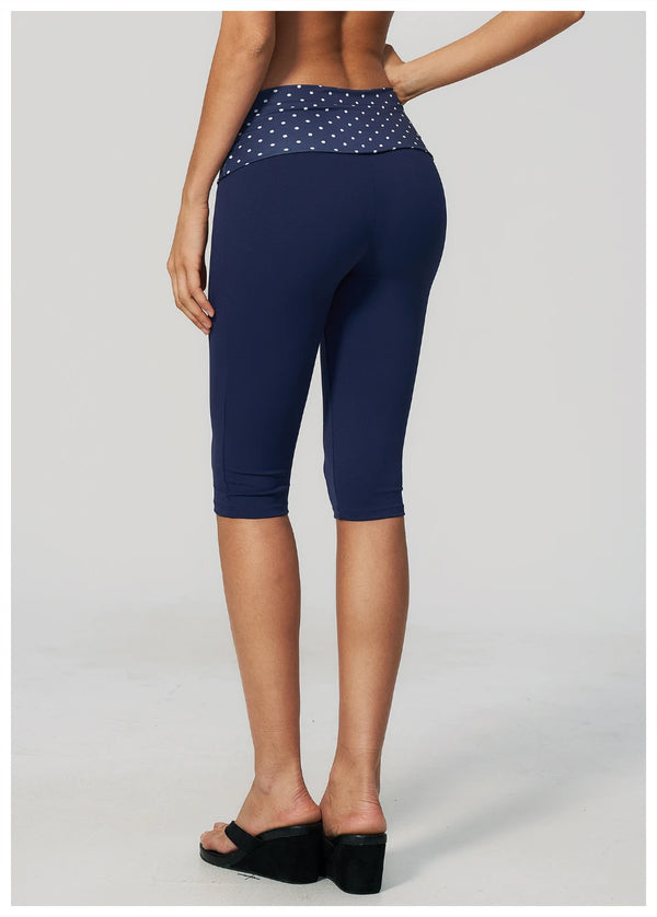 SPARK New Brushed Retro Polka Dot Fold-Over Yoga Capri ZC4549
