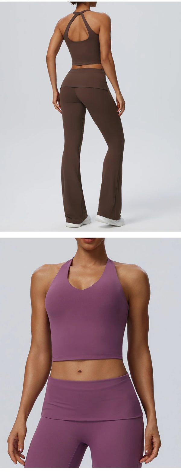 SPARK Women's Halter Neck Yoga Tank Top Open Back YEL62125
