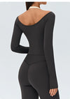 SPARK Women's Cross Ruched V-Neck Long-Sleeve Yoga Top DS526059