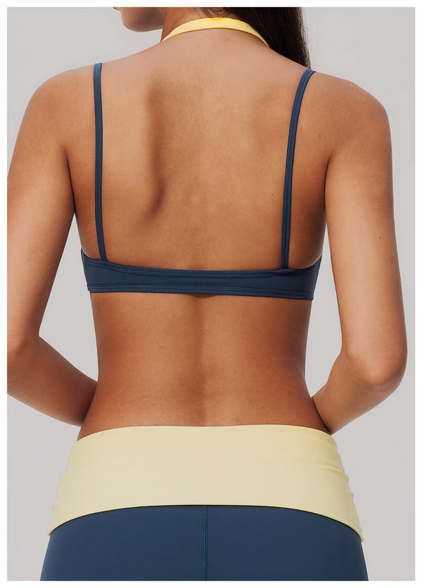 SPARK Women’s Color Block Fake Two-Piece Yoga Bra ZC2585