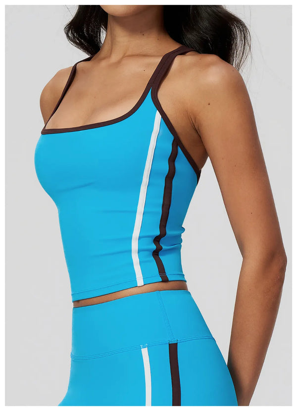 SPARK Women’s Color-Block Crossover Backless Workout Tank Top ZC2578