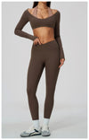 Spark Women's 2-in-1 Halter Long Sleeve Yoga Crop Top ZC2588