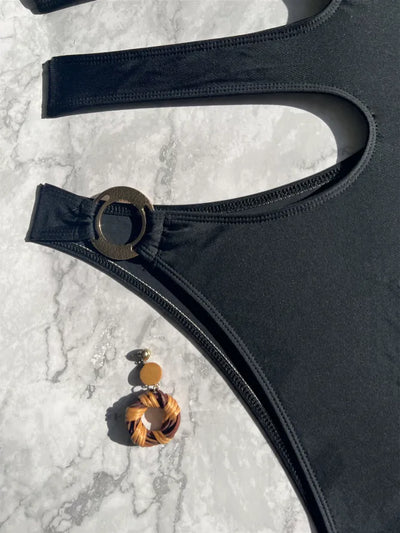 SPARK Black Hollow One Piece Swimwear CS6744