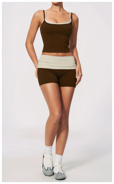 SPARK Women's Fold-Over Waist Naked-Feel Yoga Shorts ZC2570