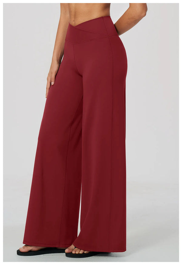 SPARK Women's Naked-Feel Cross Waist Yoga Wide Leg Pants ZC2588