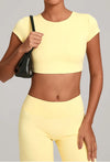 SPARK Women's Hollow Back Crop Yoga Short-Sleeve QS2590