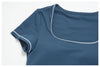 SPARK Contrast Color Square Neck Slim Yoga Workout Short Sleeve ZC2036