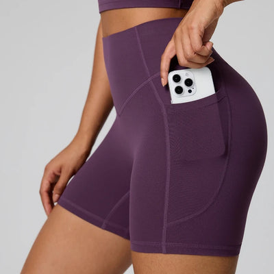 SPARK Women's High Waist Shaping Yoga Shorts with Pocket FYD247