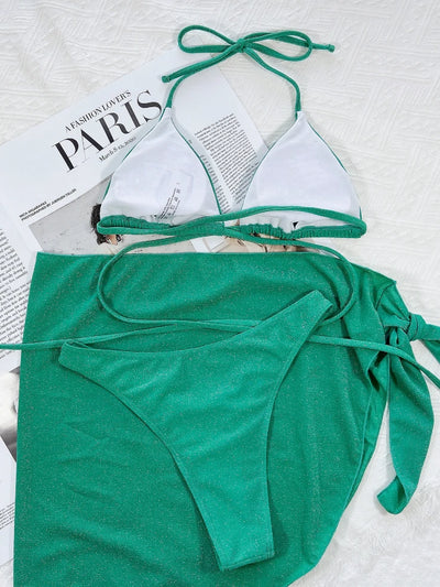SPARK Sexy Solid-color Three-piece Bikini Set CHU879