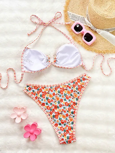 SPARK Double Strap Floral Swimsuit Sexy Bikini CHS230