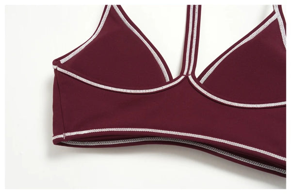 SPARK Women's Color-Block V-neck Halter Yoga Bra ZC9615