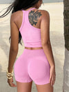 SPARK Seamless Women's Sexy Racerback Yoga Tank Top&Shorts Set HY5481