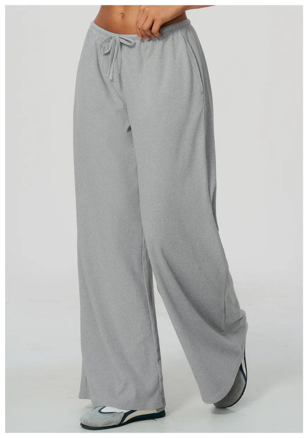 SPARK Women's Thickened Brushed Wide Leg Yoga Pants | Drawstring Waist Casual Trousers ZC9626-1