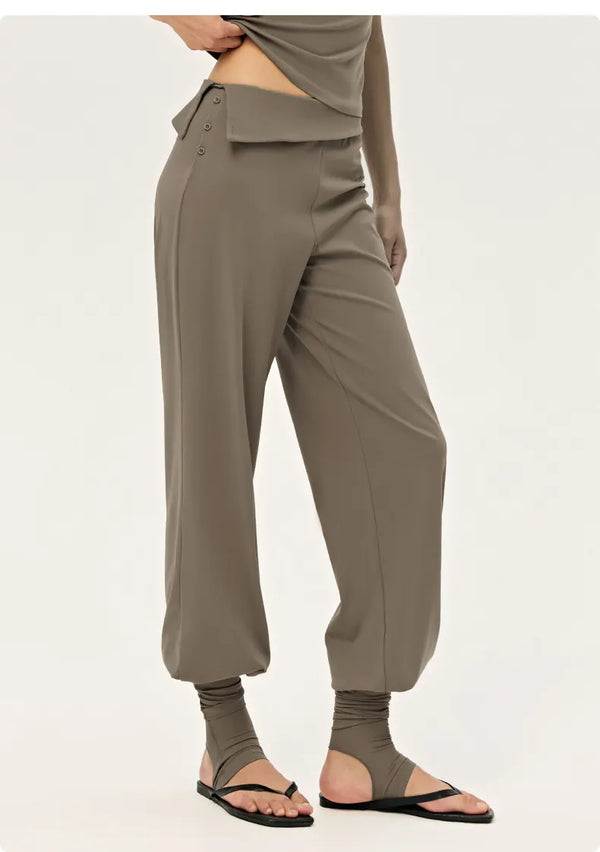 SPARK Women's Irregular Button Waist Wide Leg Pants DS126128