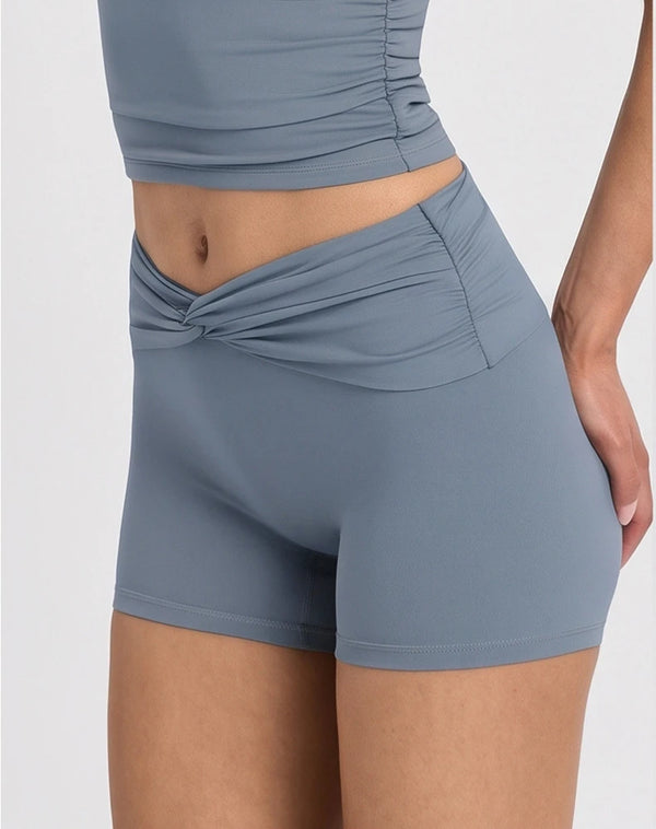 SPARK Shirred Waist Yoga Shorts for Women FNK26071