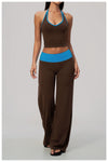 SPARK Women's Contrast Color High Waist Wide Leg Pant ZC9639