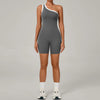 SPARK Color Block Asymmetric One-Shoulder Yoga Bodysuit for Women TF1977