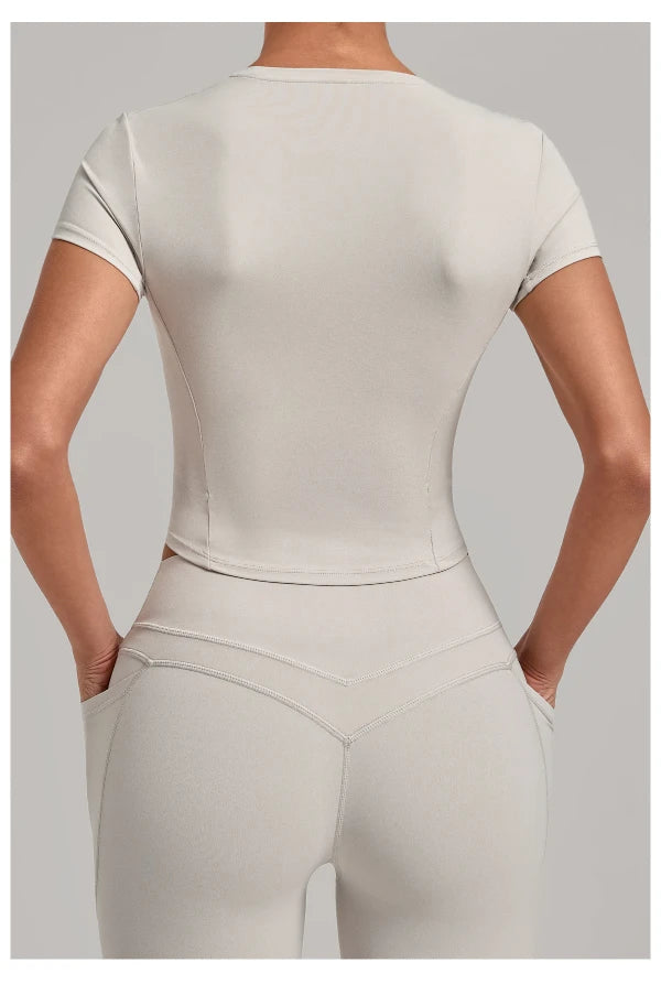 SPARK Women's Summer Fitted Short-Sleeve Yoga T-Shirt QS1369