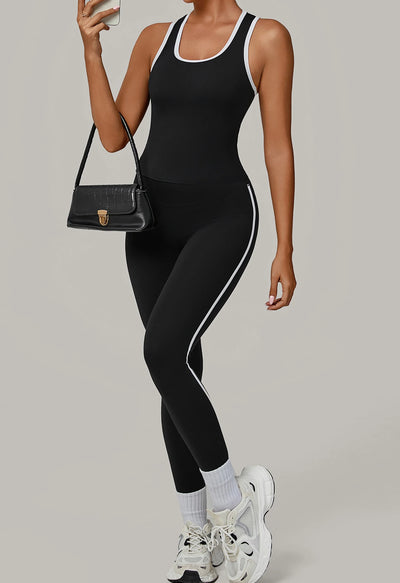 SPARK Color Block Naked-feel Fit Yoga Fitness Two-piece Set TF7709