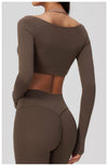 Spark Women's 2-in-1 Halter Long Sleeve Yoga Crop Top ZC2588