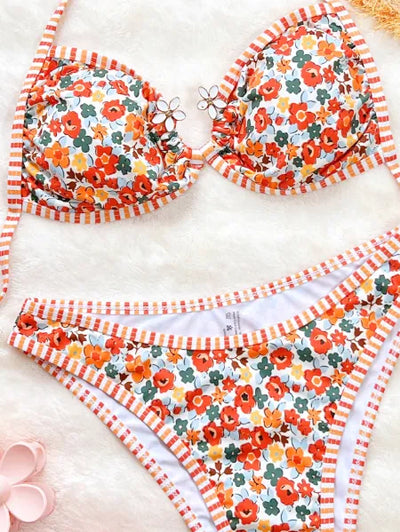 SPARK Double Strap Floral Swimsuit Sexy Bikini CHS230